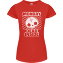 Monday Dead Inside Work Skull Womens Petite Cut T-Shirt Red