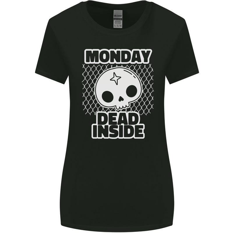 Monday Dead Inside Work Skull Womens Wider Cut T-Shirt Black