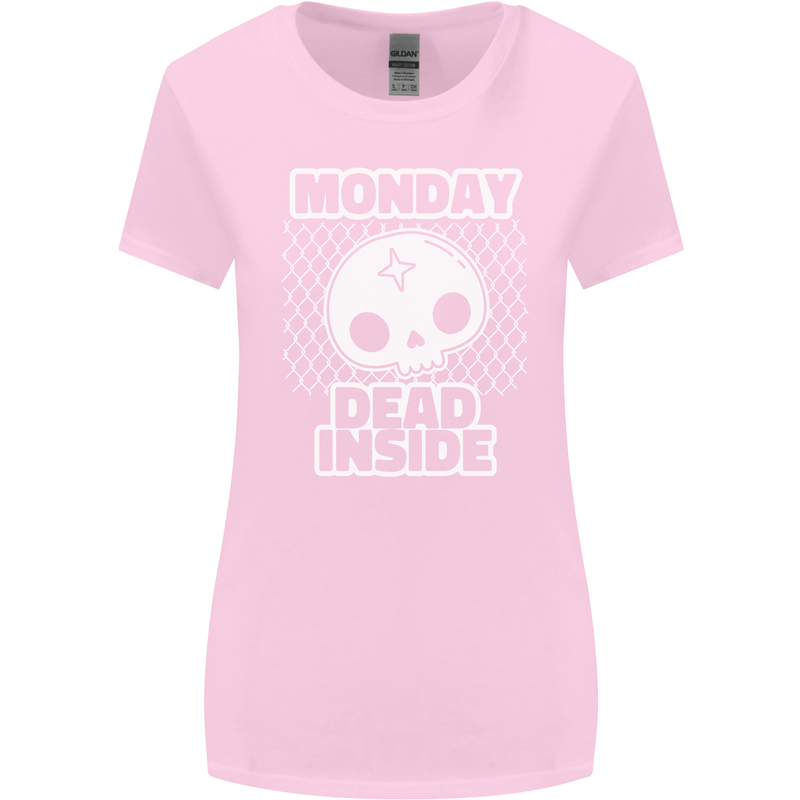 Monday Dead Inside Work Skull Womens Wider Cut T-Shirt Light Pink