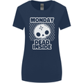 Monday Dead Inside Work Skull Womens Wider Cut T-Shirt Navy Blue