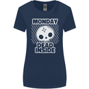Monday Dead Inside Work Skull Womens Wider Cut T-Shirt Navy Blue