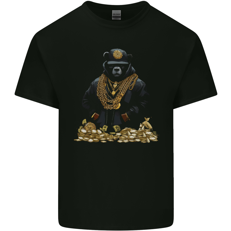 Money Bear Cash Hustle Mens Cotton T-Shirt Tee Top Black