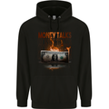 Money Talks Burning Cash Hustle Skull Childrens Kids Hoodie Black