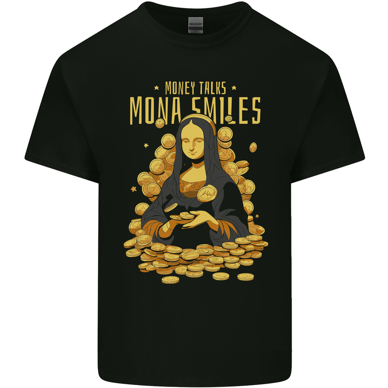 Money Talks Mona Lisa Smiles Cash Hustle Kids T-Shirt Childrens Black