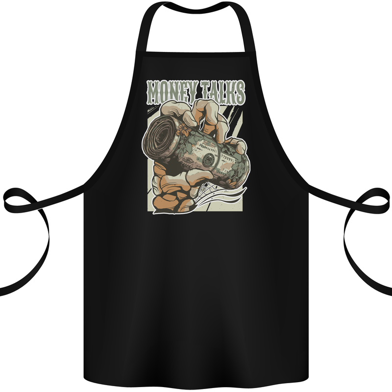 Money Talks Skeleton Hand Cash Hustle Cotton Apron 100% Organic Black