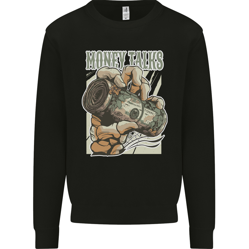 Money Talks Skeleton Hand Cash Hustle Mens Sweatshirt Jumper Black