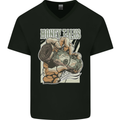 Money Talks Skeleton Hand Cash Hustle Mens V-Neck Cotton T-Shirt Black