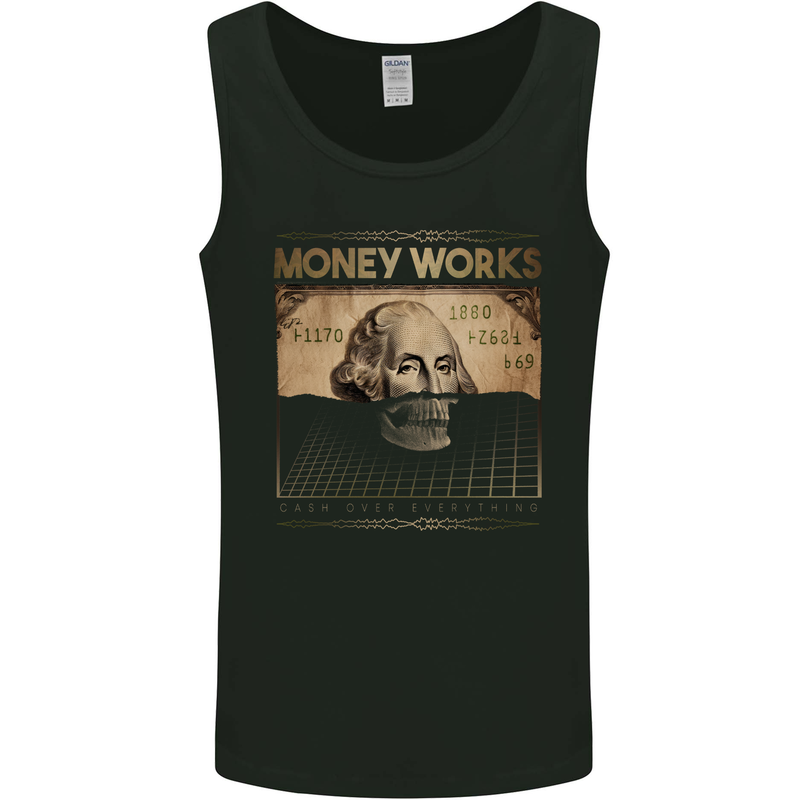 Money Works Cash Over Everything Hustle Mens Vest Tank Top Black