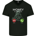 Money is Calling Hustle Mens V-Neck Cotton T-Shirt Black