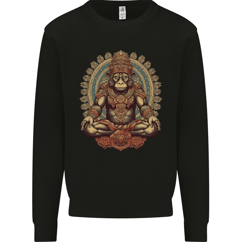 Monkey Guardian Religion Meditaition Yoga Kids Sweatshirt Jumper Black