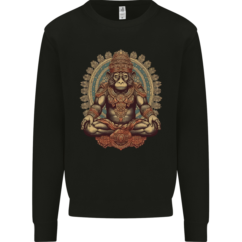 Monkey Guardian Religion Meditaition Yoga Mens Sweatshirt Jumper Black