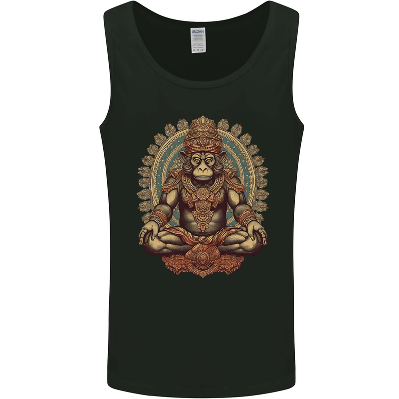 Monkey Guardian Religion Meditaition Yoga Mens Vest Tank Top Black