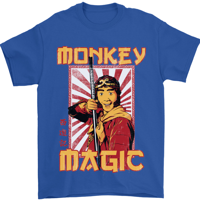 Monkey Magic Japanese Fantasy Retro MMA Mens T-Shirt 100% Cotton Royal Blue