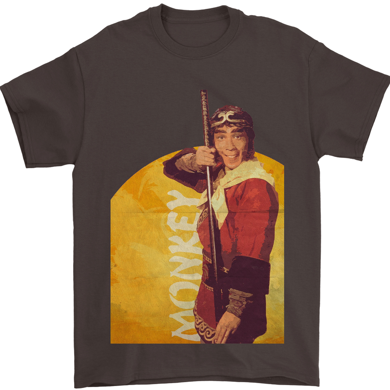 Monkey Magic Martial Arts Fantasy TV Retro Mens T-Shirt 100% Cotton Dark Chocolate