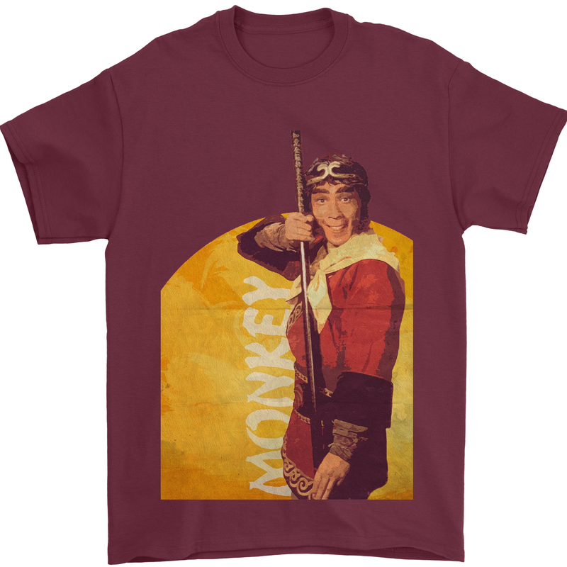 Monkey Magic Martial Arts Fantasy TV Retro Mens T-Shirt 100% Cotton Maroon