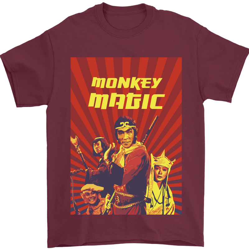 Monkey Magic Poster Mens T-Shirt 100% Cotton Maroon