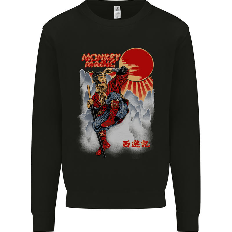 Monkey Magic Retro 70s Martial Arts TV Kids Sweatshirt Jumper Black