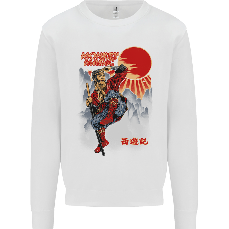 Monkey Magic Retro 70s Martial Arts TV Kids Sweatshirt Jumper White