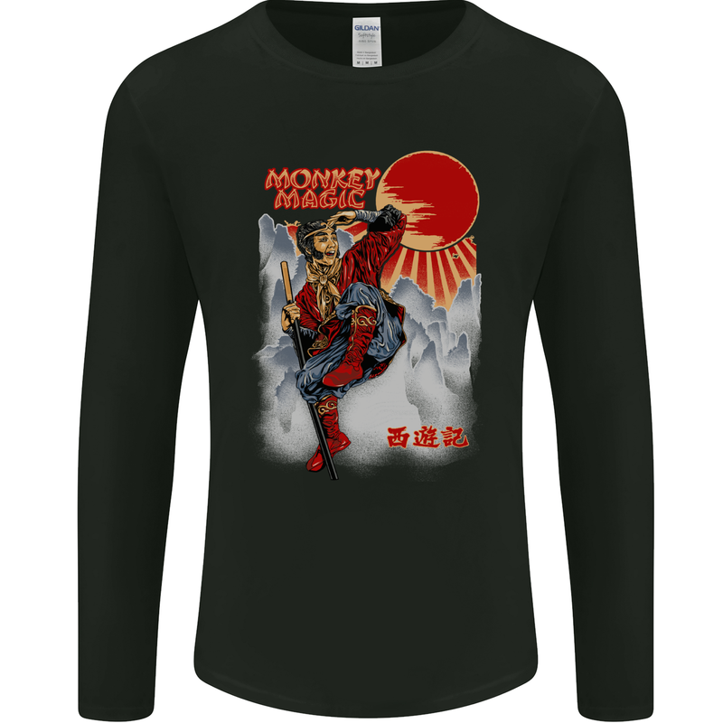 Monkey Magic Retro 70s Martial Arts TV Mens Long Sleeve T-Shirt Black