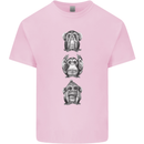 Monkeys See Hear Resist All Evil Chimp Mens Cotton T-Shirt Tee Top Light Pink