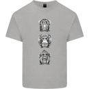 Monkeys See Hear Resist All Evil Chimp Mens Cotton T-Shirt Tee Top Sports Grey