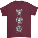 Monkeys See Hear Resist All Evil Chimp Mens T-Shirt 100% Cotton Maroon