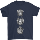 Monkeys See Hear Resist All Evil Chimp Mens T-Shirt 100% Cotton Navy Blue