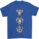 Monkeys See Hear Resist All Evil Chimp Mens T-Shirt 100% Cotton Royal Blue