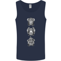 Monkeys See Hear Resist All Evil Chimp Mens Vest Tank Top Navy Blue