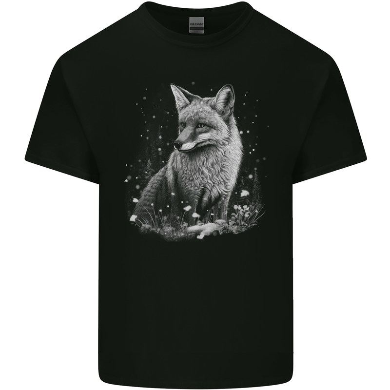 Monochrome Fox Kids T-Shirt Childrens Black