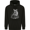 Monochrome Fox Mens 80% Cotton Hoodie Black