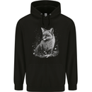 Monochrome Fox Mens 80% Cotton Hoodie Black