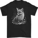 Monochrome Fox Mens Gildan Cotton T-Shirt Black