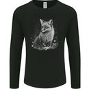Monochrome Fox Mens Long Sleeve T-Shirt Black