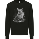 Monochrome Fox Mens Sweatshirt Jumper Black