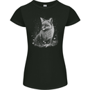 Monochrome Fox Womens Petite Cut T-Shirt Black