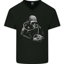Monochrome Scuba Diving Working Diver Mens V-Neck Cotton T-Shirt Black