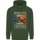 Monster Trucks are My Jam Childrens Kids Hoodie Forest Green