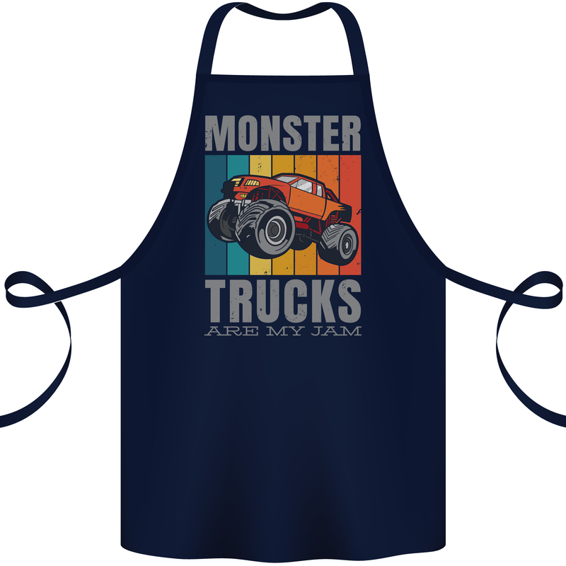 Monster Trucks are My Jam Cotton Apron 100% Organic Navy Blue