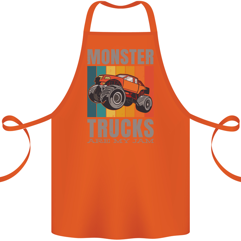 Monster Trucks are My Jam Cotton Apron 100% Organic Orange