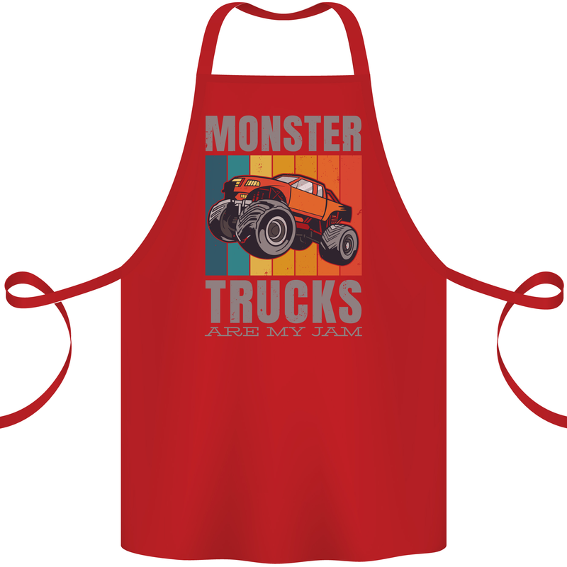 Monster Trucks are My Jam Cotton Apron 100% Organic Red