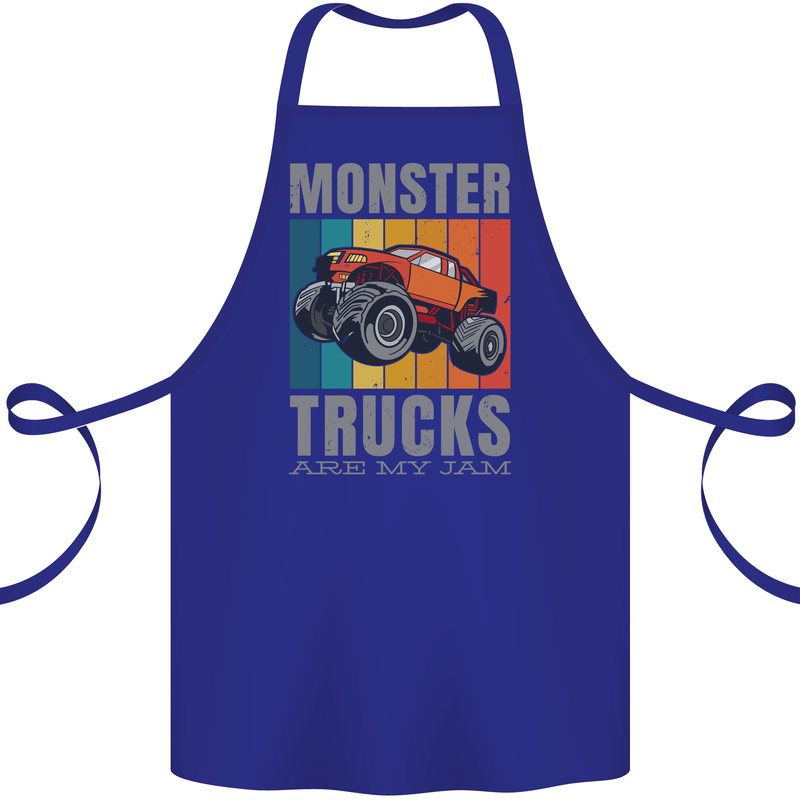 Monster Trucks are My Jam Cotton Apron 100% Organic Royal Blue