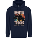 Monster Trucks are My Jam Funny Childrens Kids Hoodie Navy Blue