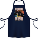 Monster Trucks are My Jam Funny Cotton Apron 100% Organic Navy Blue