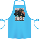 Monster Trucks are My Jam Funny Cotton Apron 100% Organic Turquoise
