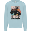 Monster Trucks are My Jam Funny Kids Sweatshirt Jumper Light Blue