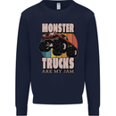 Monster Trucks are My Jam Funny Kids Sweatshirt Jumper Navy Blue
