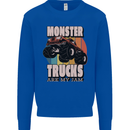 Monster Trucks are My Jam Funny Kids Sweatshirt Jumper Royal Blue