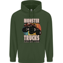 Monster Trucks are My Jam Funny Mens 80% Cotton Hoodie Forest Green