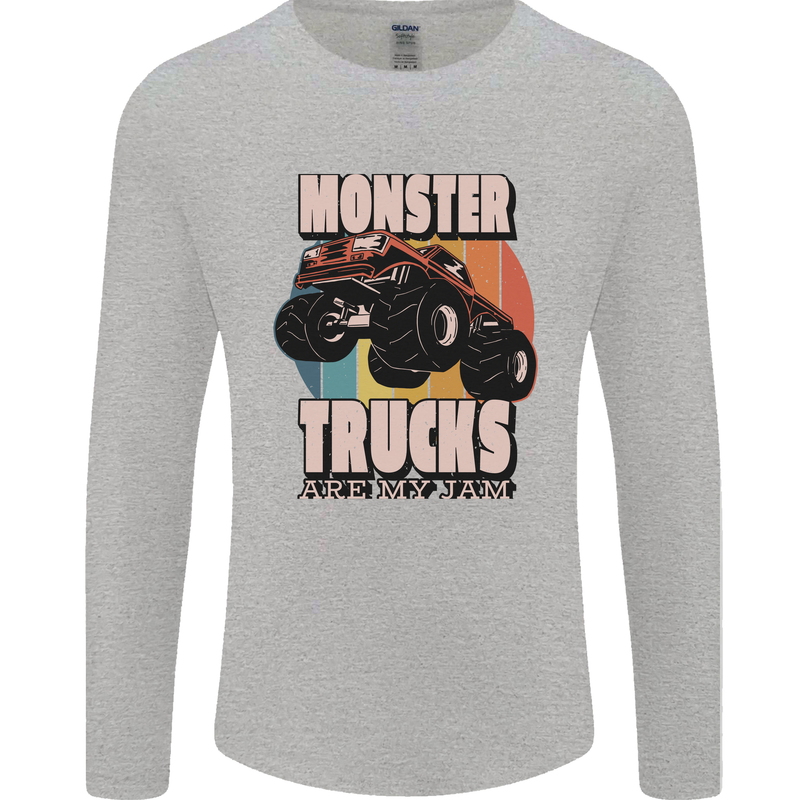 Monster Trucks are My Jam Funny Mens Long Sleeve T-Shirt Sports Grey